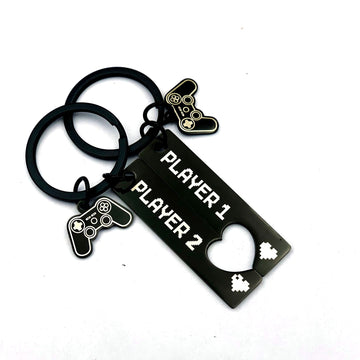 Couple Gamers 'Black' Keyring Metal Keychain