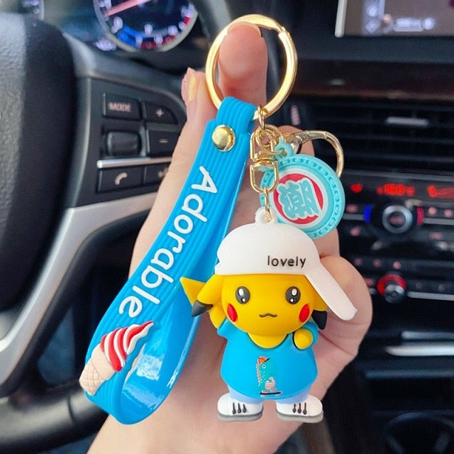 Pokemon 'Pikachu | Blue Shirt with Cap'  Keyring PVC Keychain