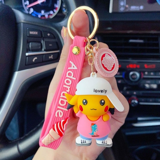 Pokemon 'Pikachu | Pink Shirt with Cap'  Keyring PVC Keychain