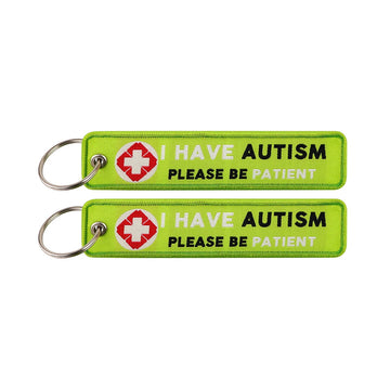 Medical Alert I Have Autism Please Be Patient Embroidered Keyring Keychain