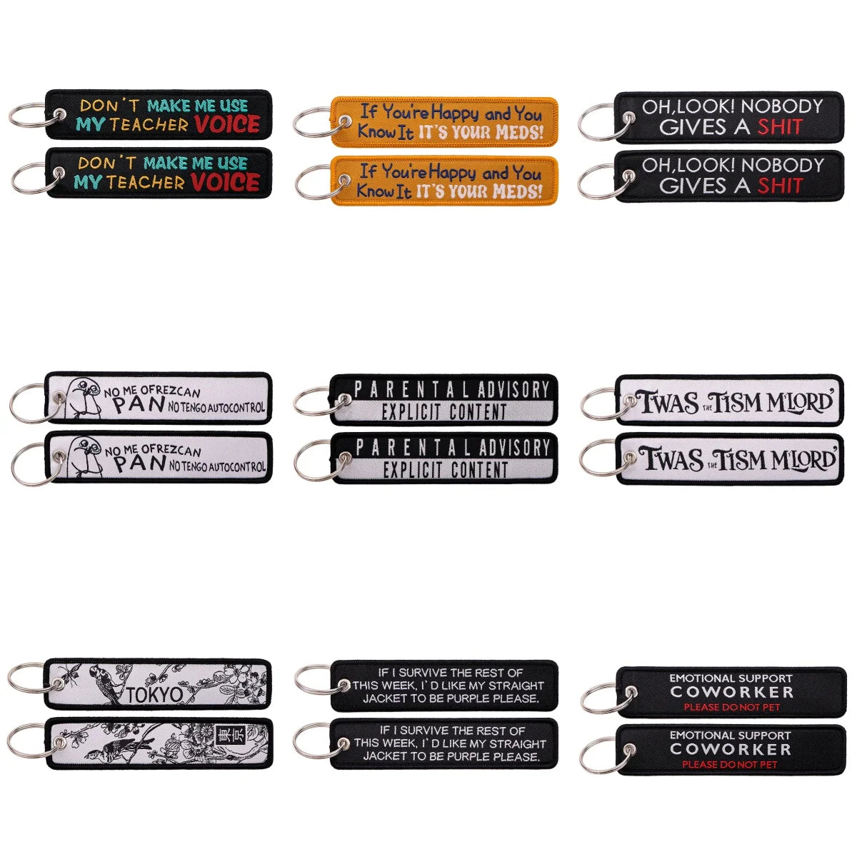 Compass Embroidered Keyring Keychain