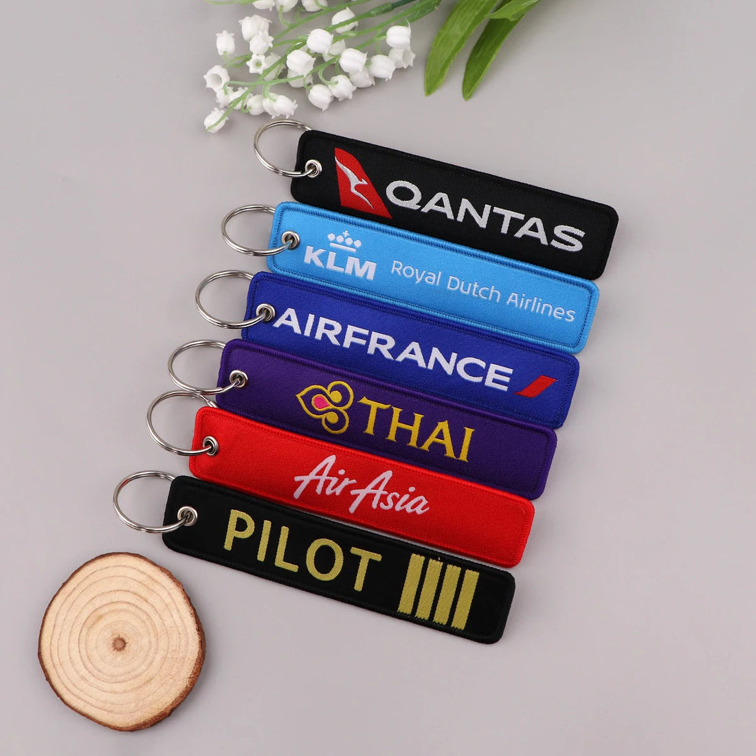 Airline Tag 'KLM Royal Dutch Airlines' Embroidered Keyring Keychain