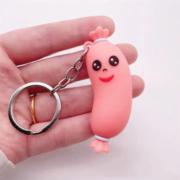 'Smiling Sausage' Keyring Silicone Keychain