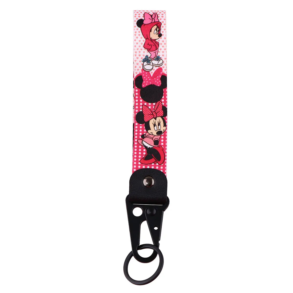 'Minnie Mouse' Wrist Lanyard Keychain with Keyring Clip