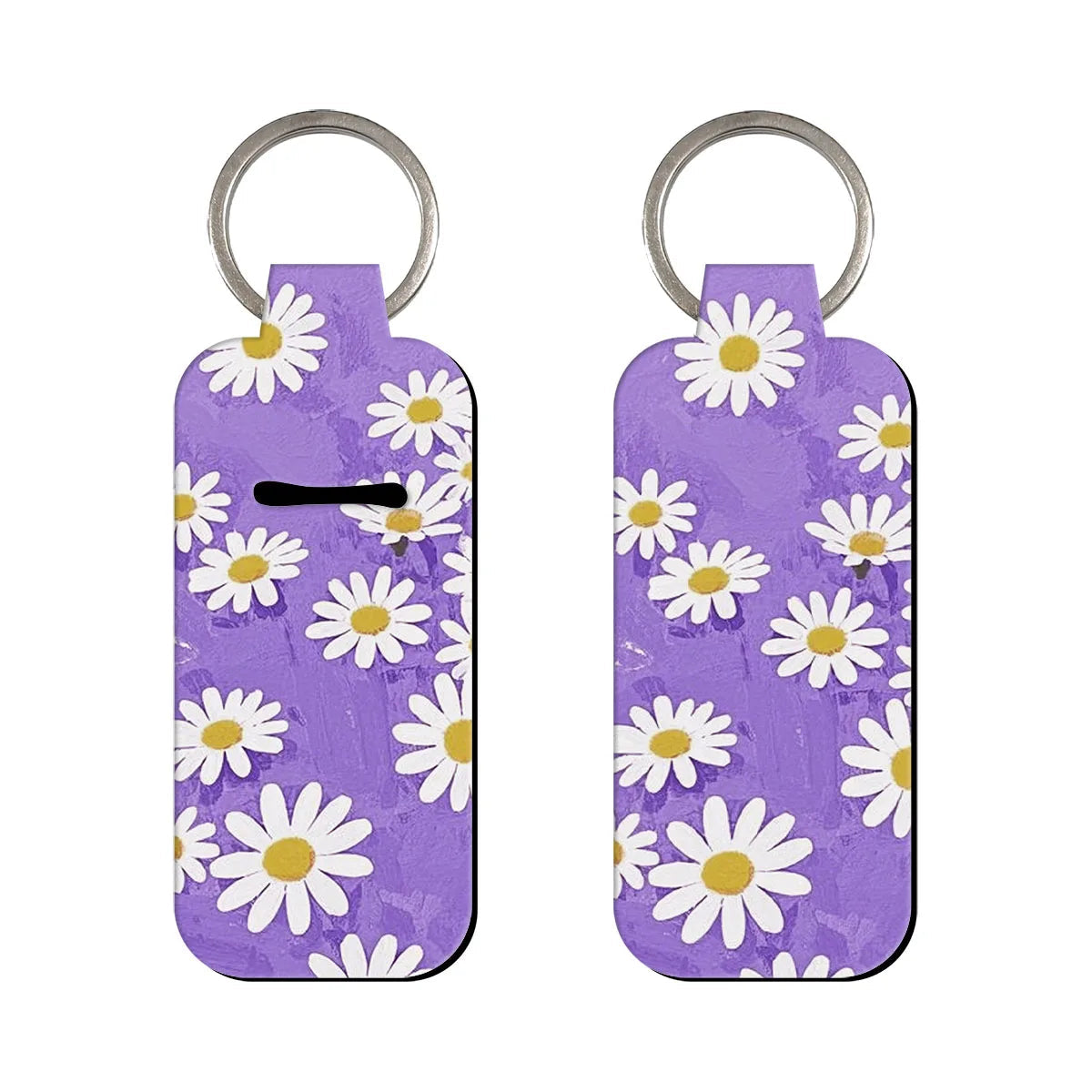 Blooms of Nature White Daisy in Purple Lipstick Holder Keychain