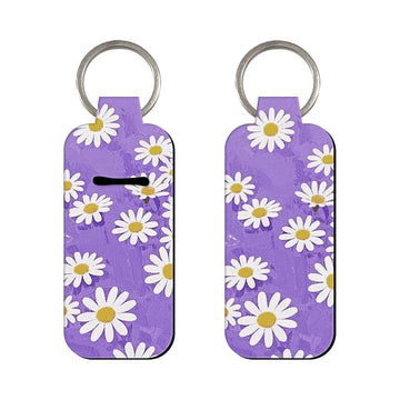 Blooms of Nature White Daisy in Purple Lipstick Holder Keychain