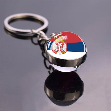 Europe Flag 'Serbia' Keyring Metal Keychain