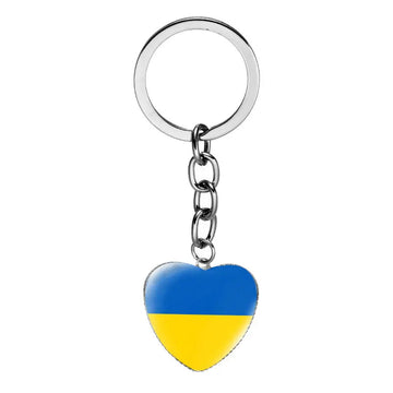Ukraine Heart Flag Keyring Metal Keychain