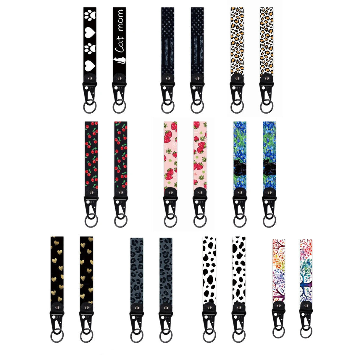 Leopard 'Gray Print' Wrist Lanyard Keyring Clip Keychain