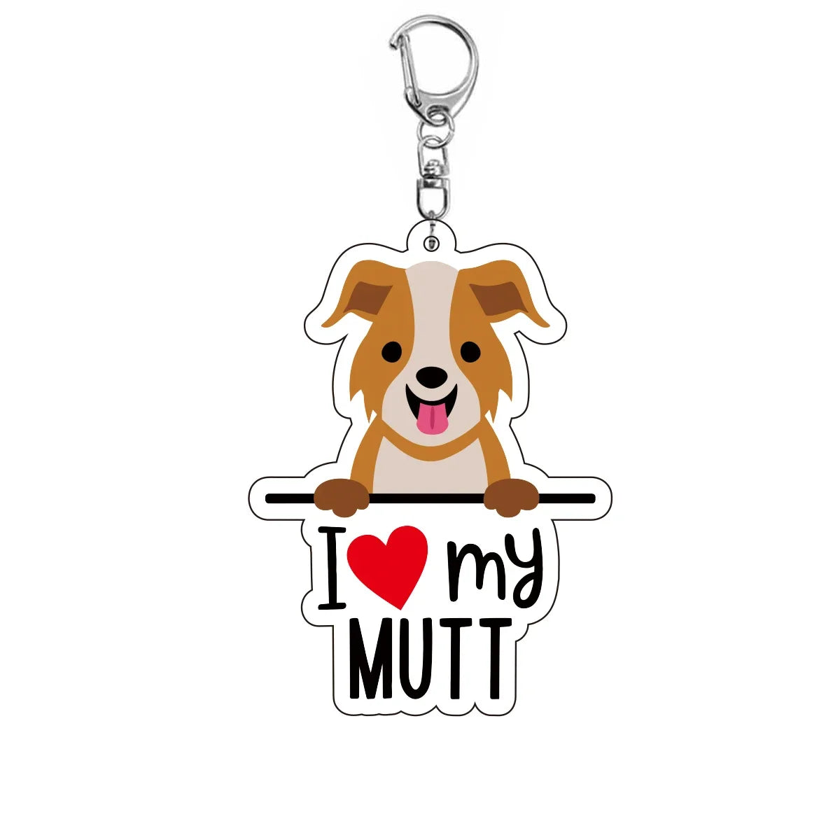 Dog 'I <3 My Mutt' Keyring Plastic Keychain