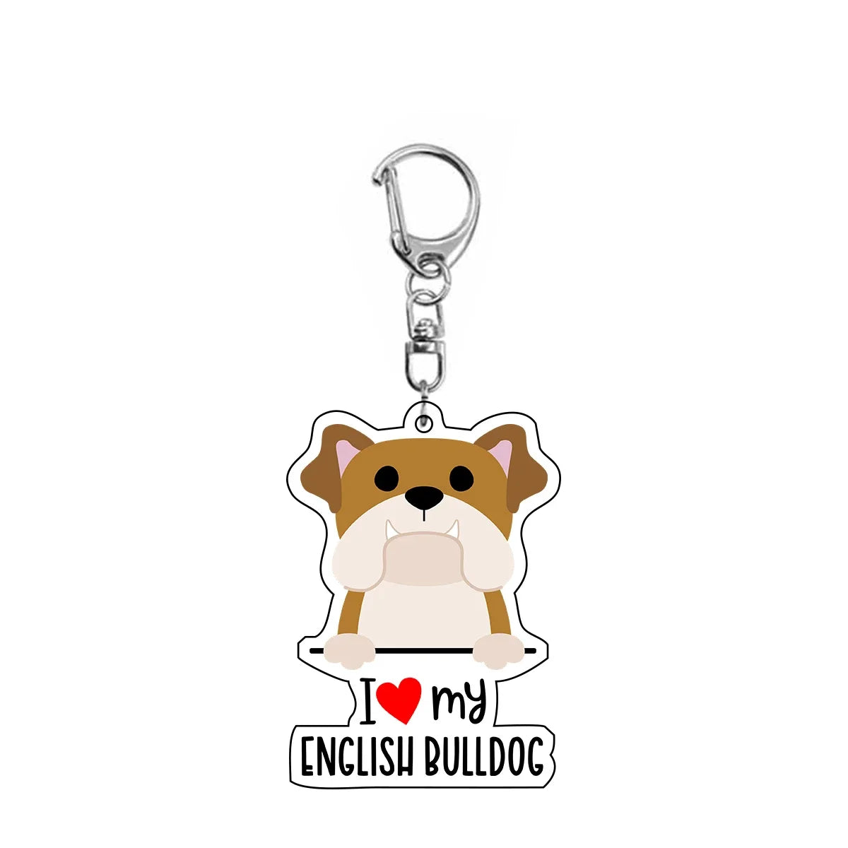 Dog 'I <3 My English Bulldog' Keyring Plastic Keychain