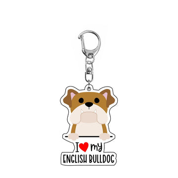 Dog 'I <3 My English Bulldog' Keyring Plastic Keychain