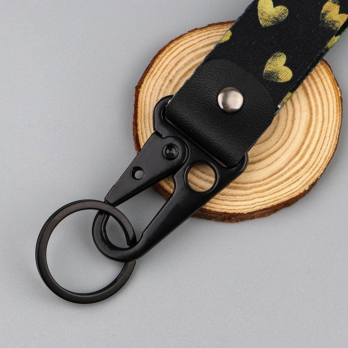 Golden Heart  Wrist Lanyard Keyring Clip Keychain