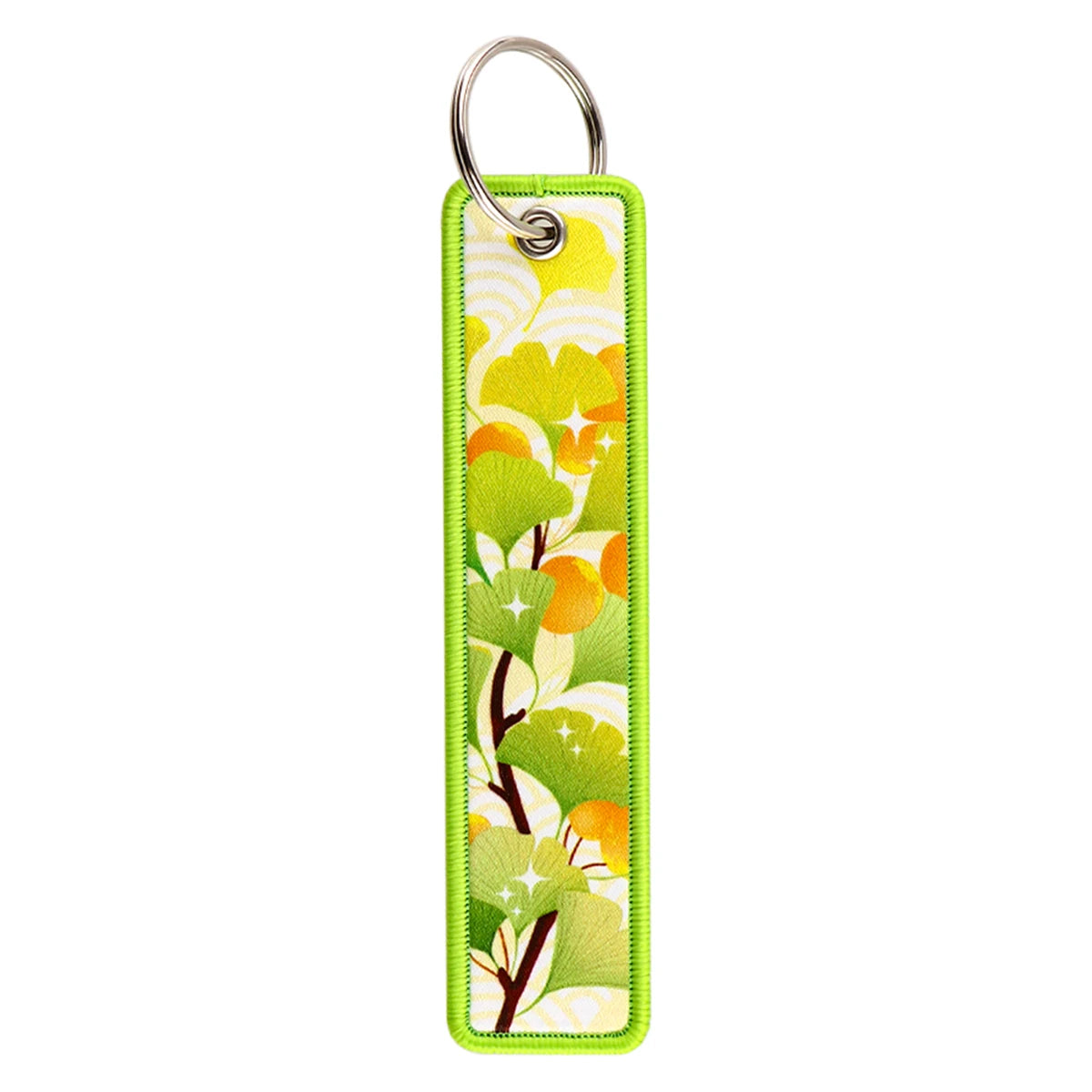 Flowers 'Ginkgo Leaf' Embroidered Metal Keychain