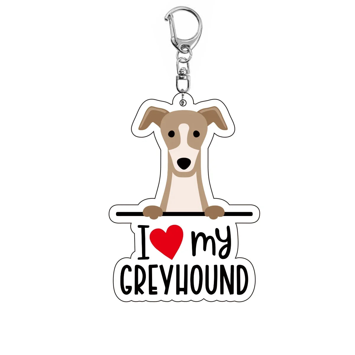 Dog 'I <3 My Greyhound' Keyring Plastic Keychain