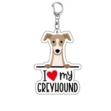 Dog 'I <3 My Greyhound' Keyring Plastic Keychain
