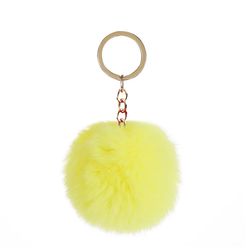 Fur Yellow Keyring Rubber Keychain