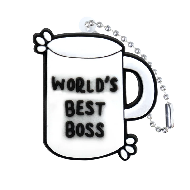 The Office 'World's Best Boss | White Cup' Keyring PVC Keychain