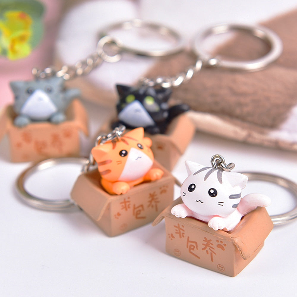 Cute Carton Cat 'Gray Cat Chidi' Keyring SIlicone Keychain