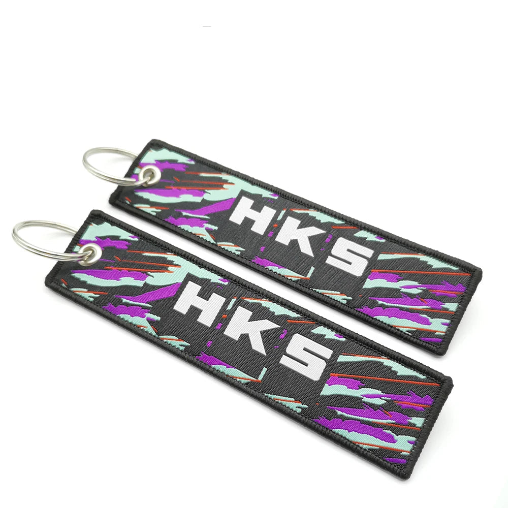 Racing Cars 'HKS' Embroidered Keychain