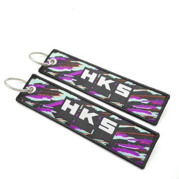 Racing Cars 'HKS' Embroidered Keychain