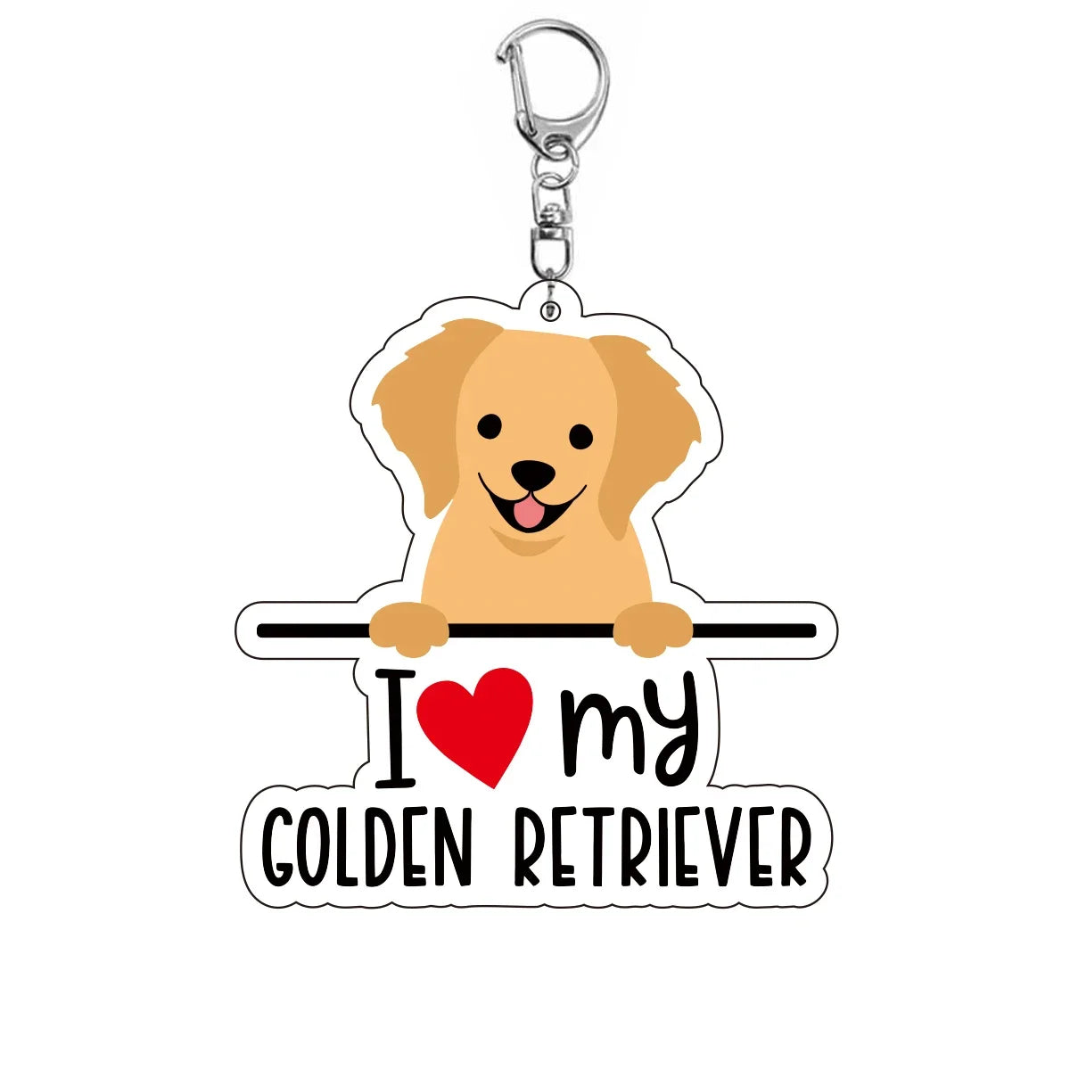 Dog 'I <3 My Golden Retriever' Keyring Plastic Keychain