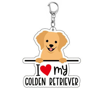 Dog 'I <3 My Golden Retriever' Keyring Plastic Keychain