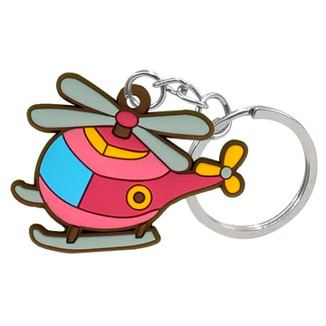'Cute Pink Helicopter' Keyring PVC Keychain