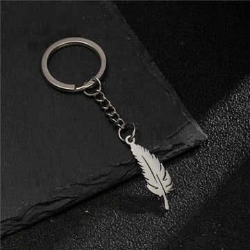 'Aesthetic Feather' Keyring Metal Keychain