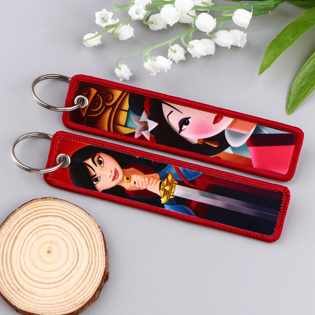 Mulan 'Princess Warrior' Embroidered Keyring Keychain