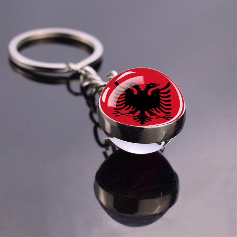 Europe Flag 'Albania' Keyring Metal Keychain