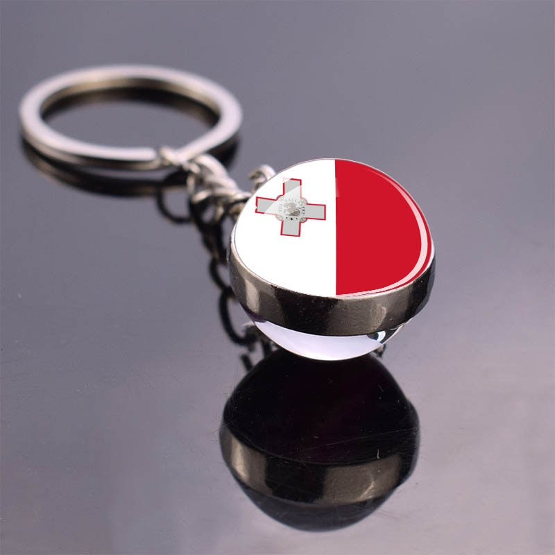 Europe Flag 'Malta' Keyring Metal Keychain