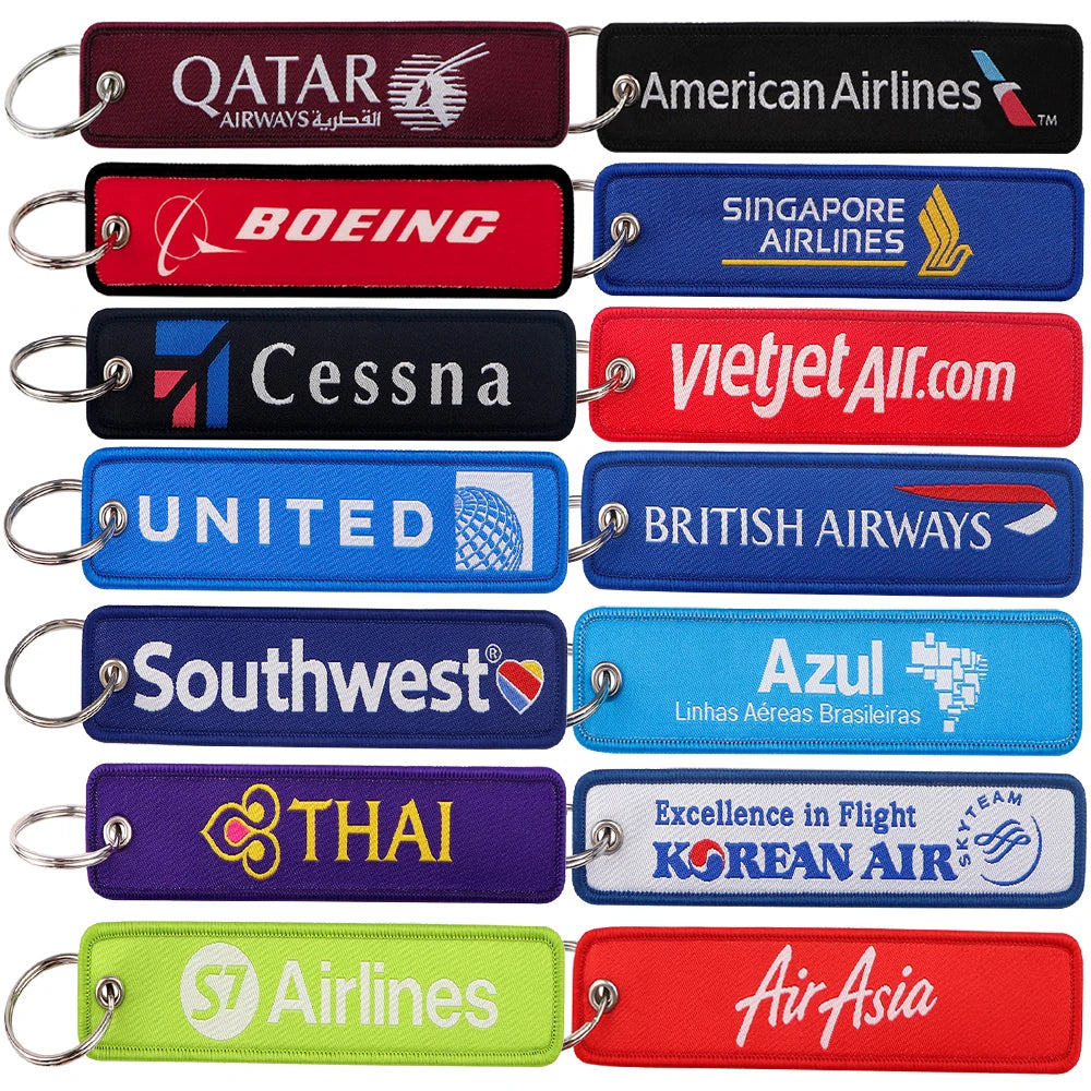 Airline Tag 'Japan Airlines' Embroidered Keyring Keychain