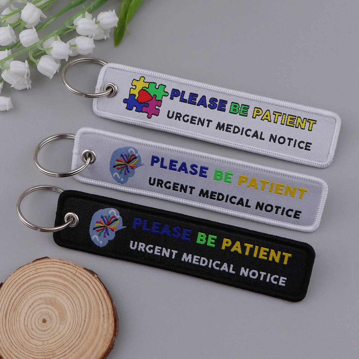 I Have ADHD Please Be Patient Embroidered Keyring Keychain