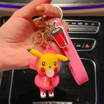 Pokemon 'Pikachu | Pink Hoodie' Keyring PVC Keychain