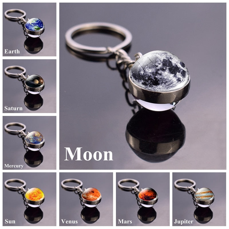 Planet 'Sun' Keyring Glass Keychain
