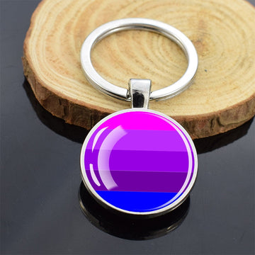LGBT Flag 'Bisexual' Keyring Glass Keychain