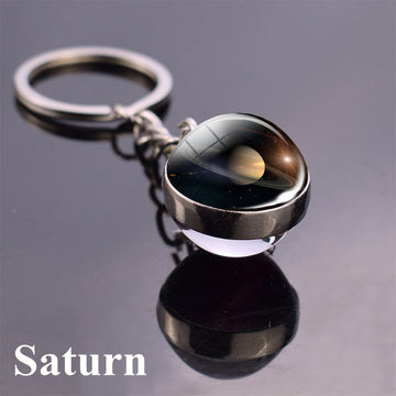 Planet 'Saturn' Keyring Glass Keychain
