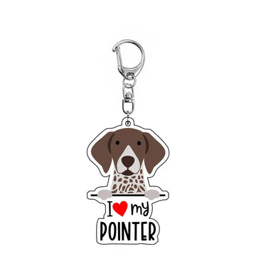 Dog 'I <3 My Pointer' Keyring Plastic Keychain