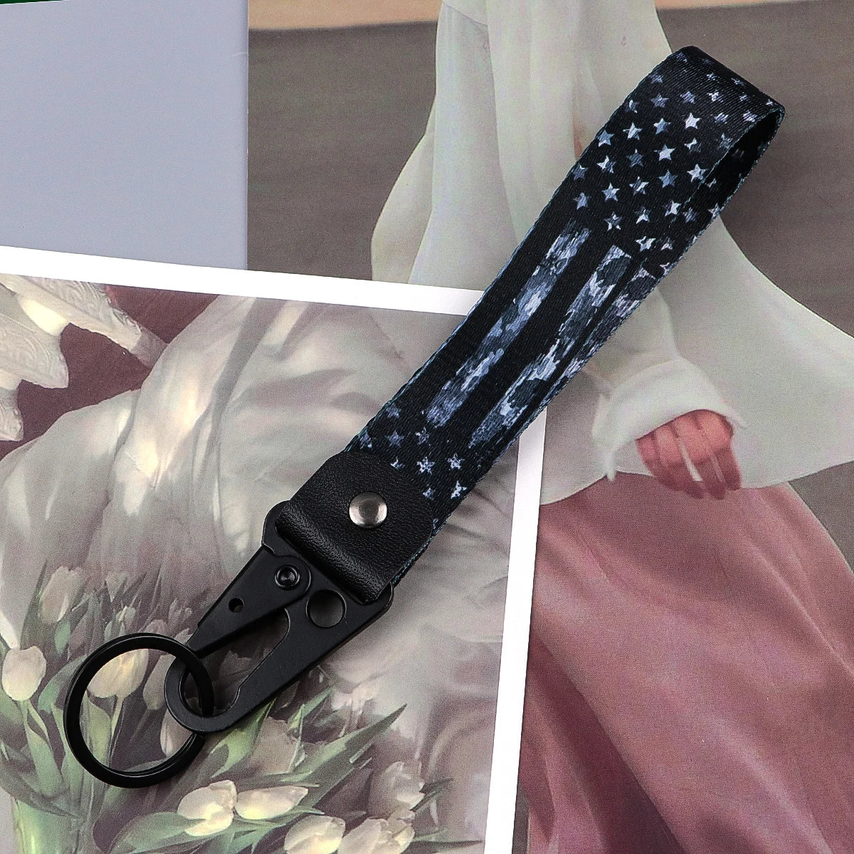 Midnight Stars Wrist Lanyard Keyring Clip Keychain