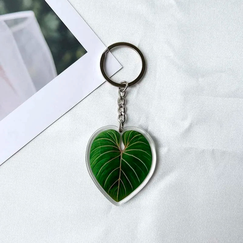 Leaves 'Philodendron Gloriosum' Keyring Plastic Keychain