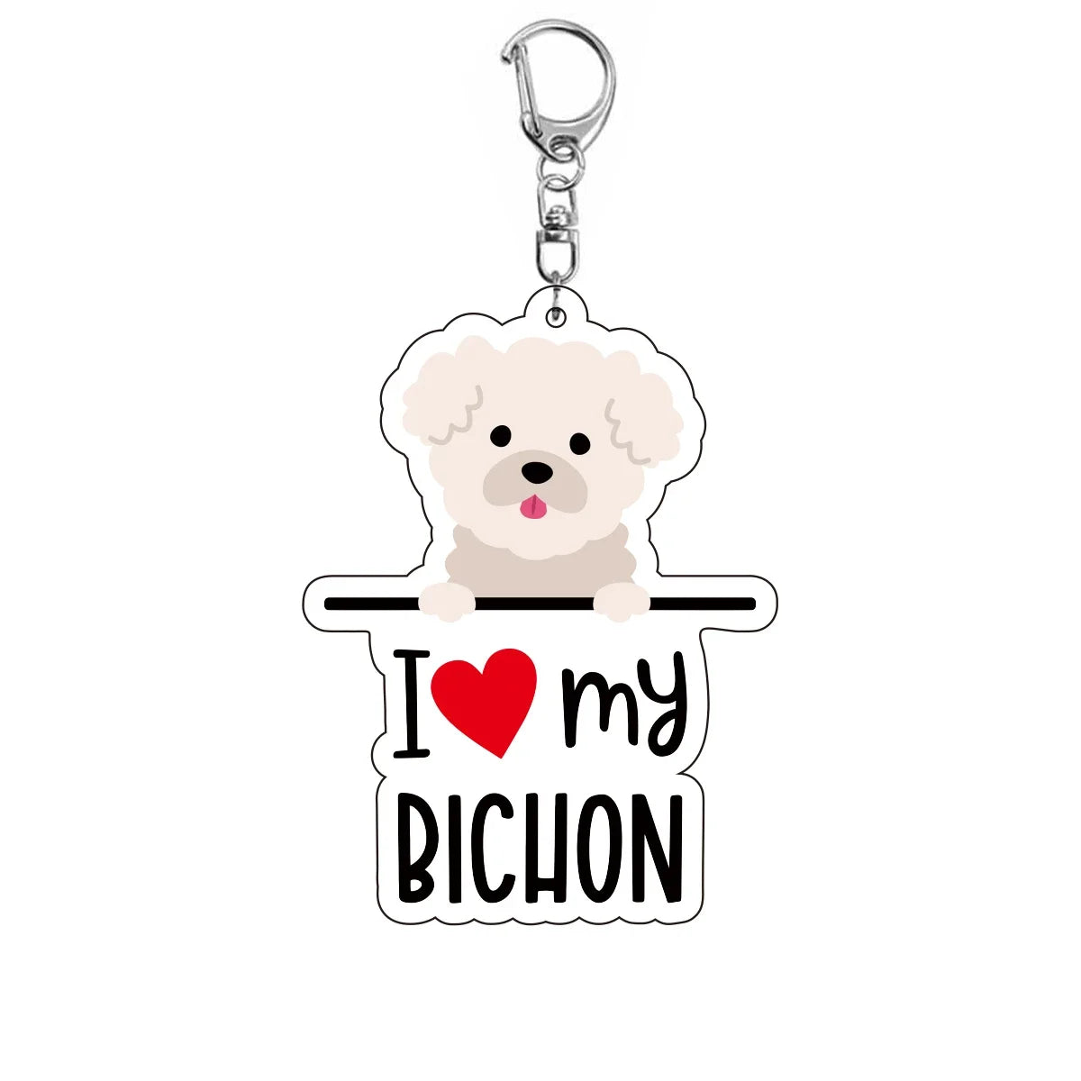 Dog 'I <3 My Bichon' Keyring Plastic Keychain
