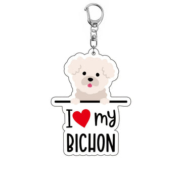 Dog 'I <3 My Bichon' Keyring Plastic Keychain