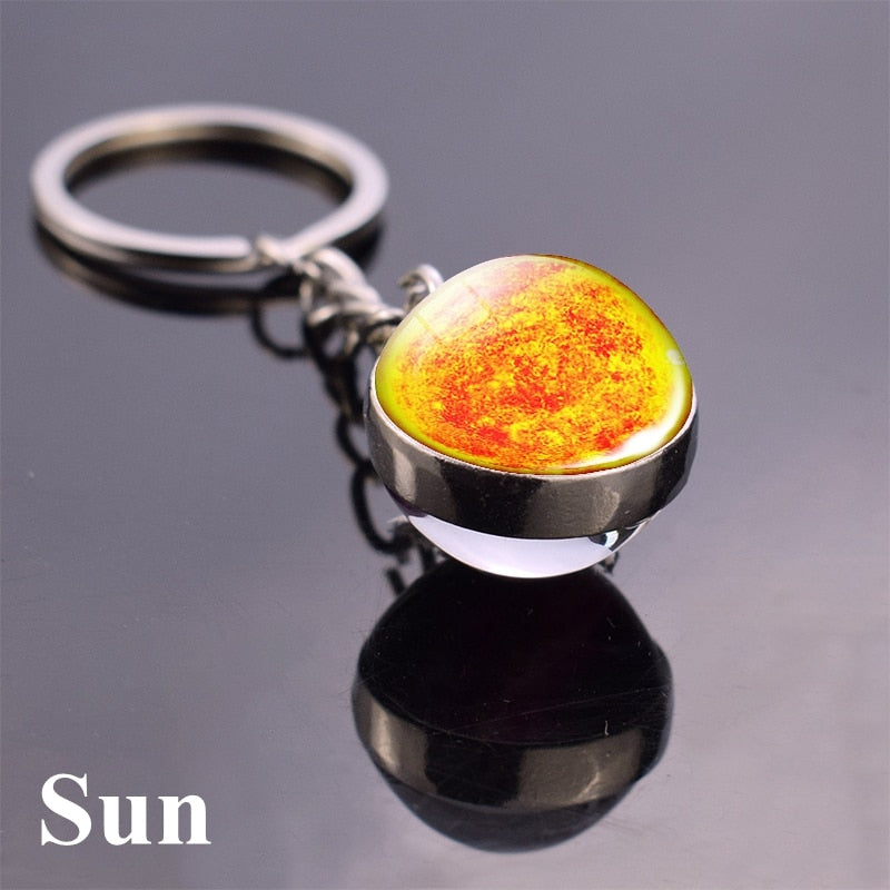Planet 'Sun' Keyring Glass Keychain