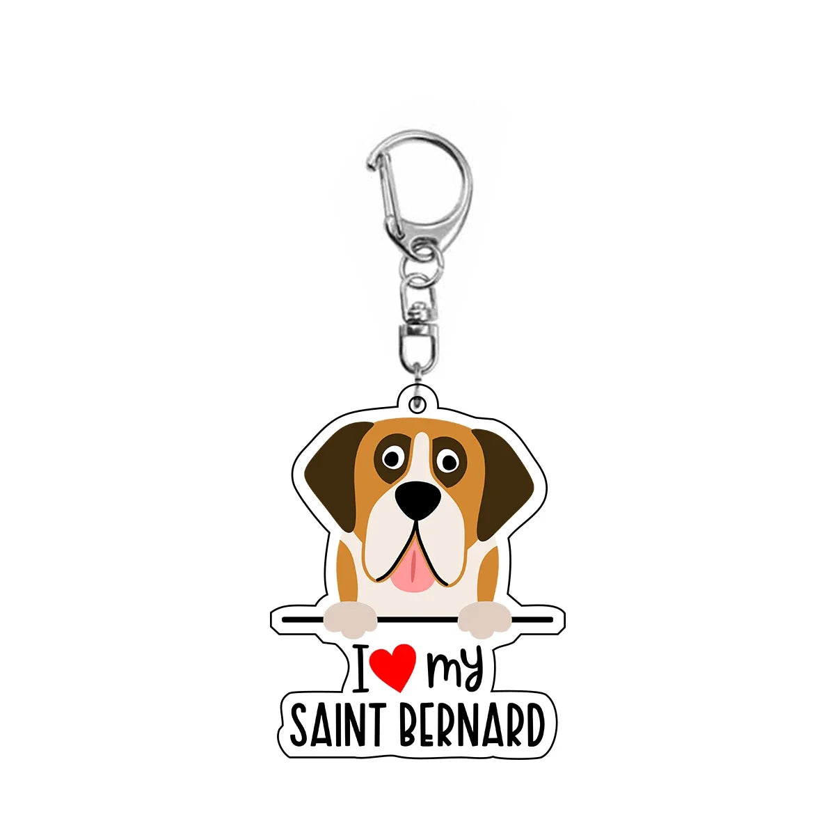 Dog 'I <3 My Saint Bernard' Keyring Plastic Keychain