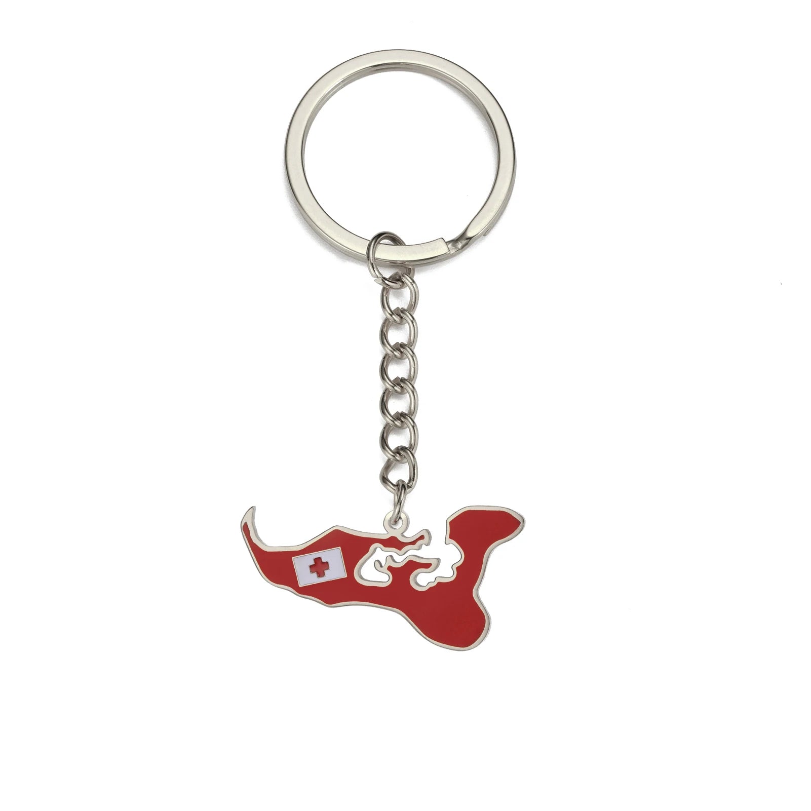 Flag Map 'Tonga' Keyring Metal Keychain