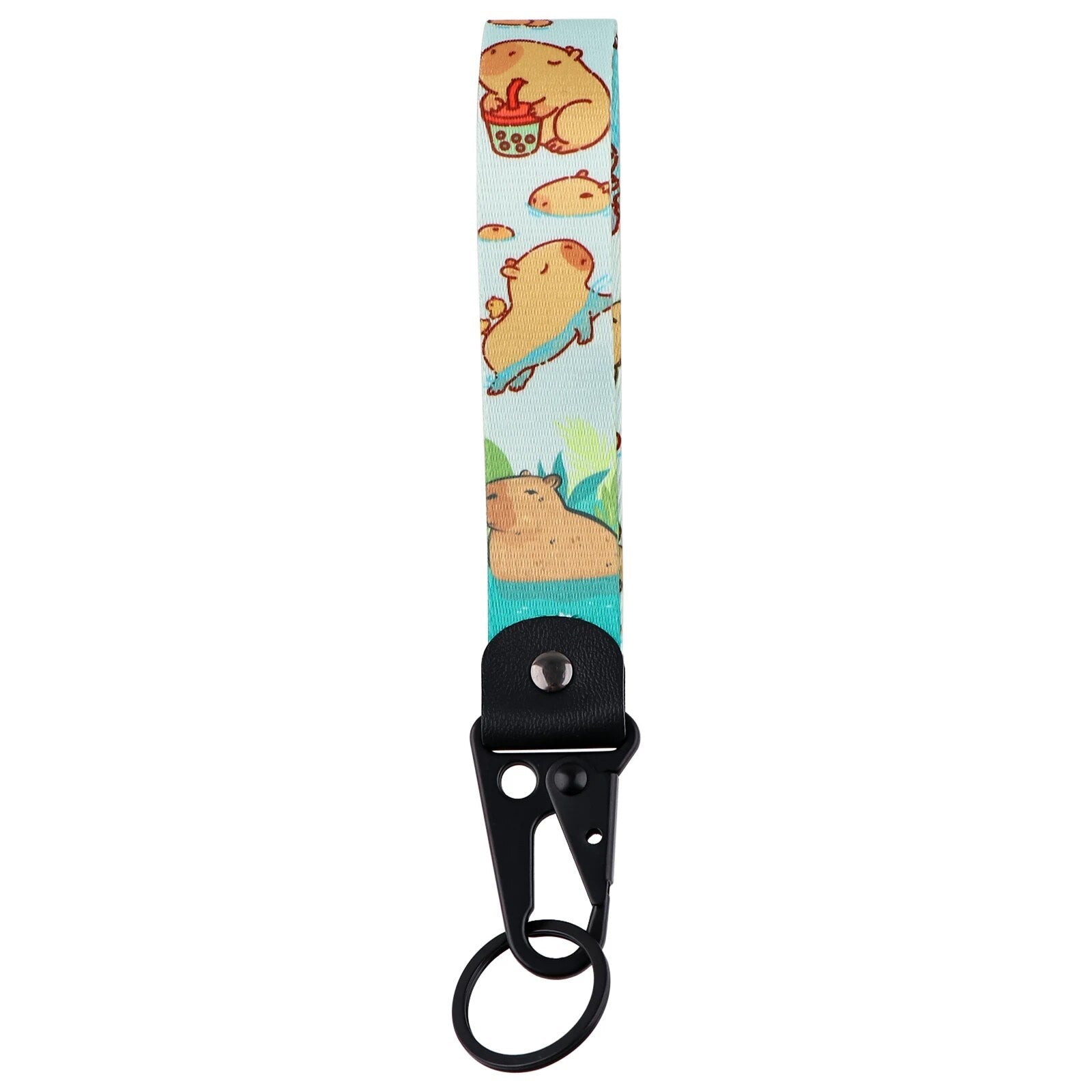 Capybara Wrist Lanyard Keychain with Keyring Clip