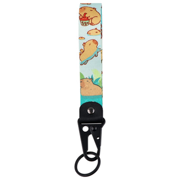 Capybara Wrist Lanyard Keychain with Keyring Clip