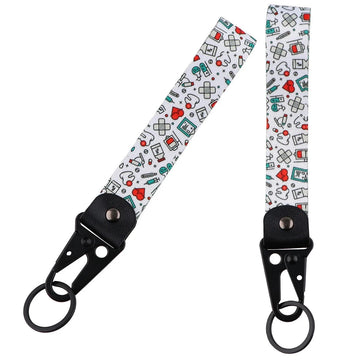 Colorful Medical Items Wrist Lanyard Keychain with Keyring Clip