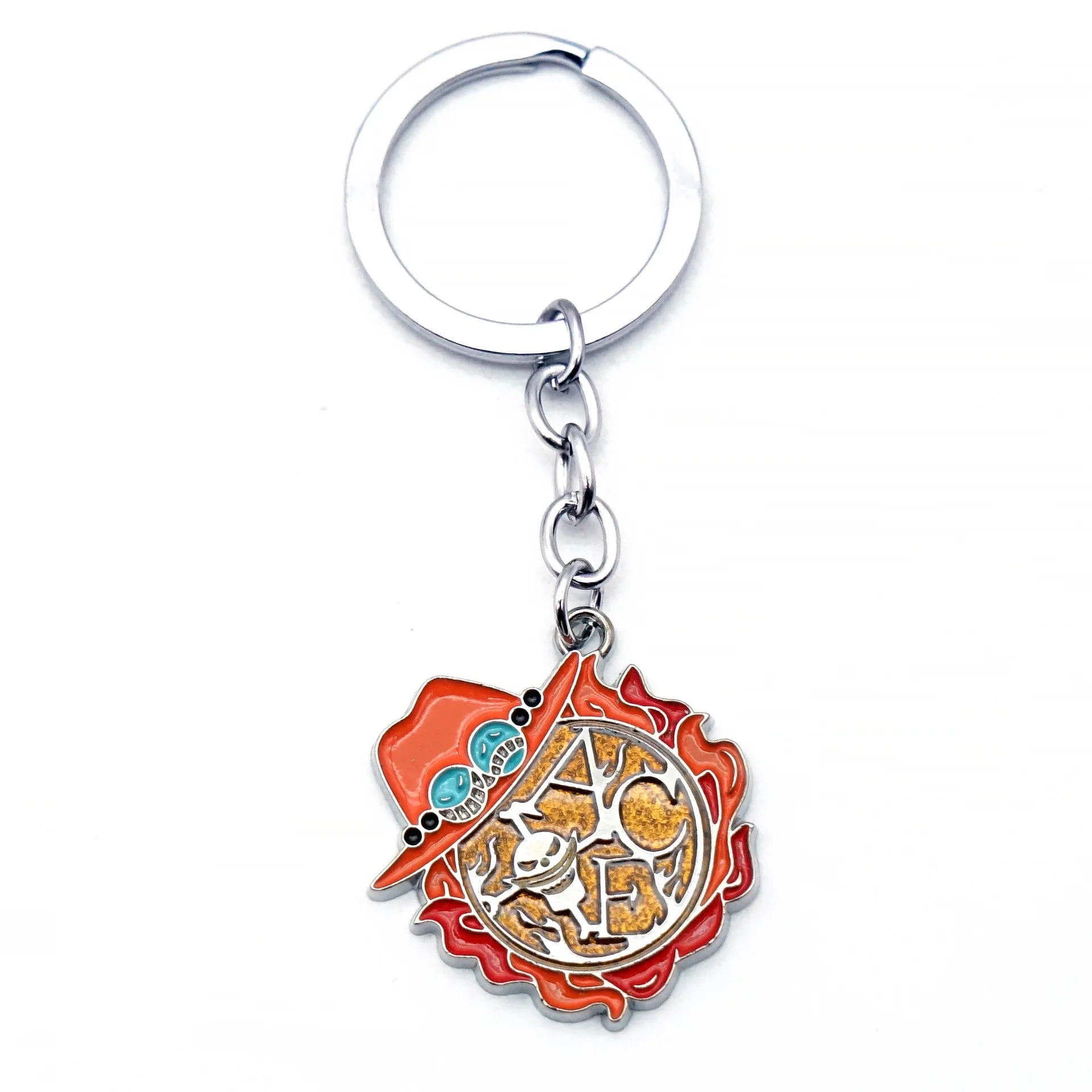 One Piece Ace Signature Hat Enamel Keychain